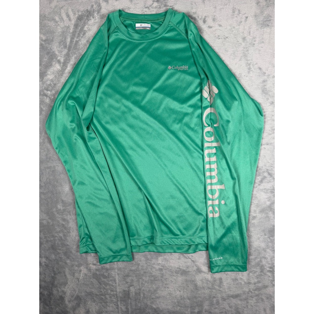 Columbia PFG Terminal Tackle Long Sleeve Shirt Mens Medium Green UPF 50 Fishing